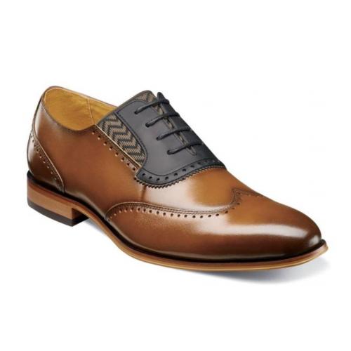 Stacy Adams "Sullivan''  Cognac Genuine Leather Wingtip Oxford Shoes 25306-403.